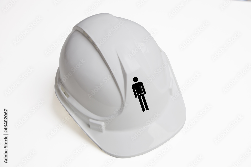 Fototapeta premium Men's sign on hard hat against white background
