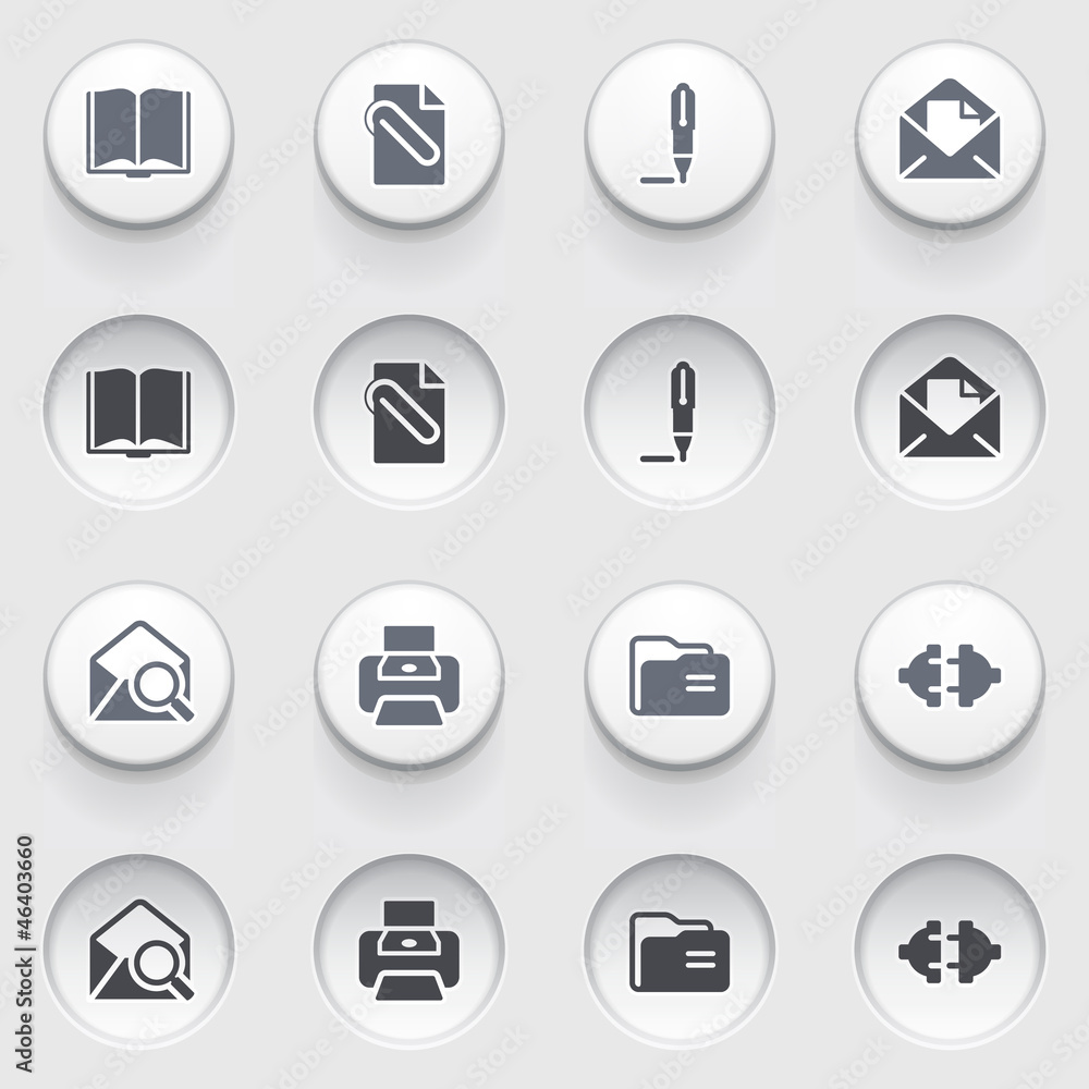 E-mail web icons on white buttons. Set 1. E-mail web icons on white buttons. Set 1.