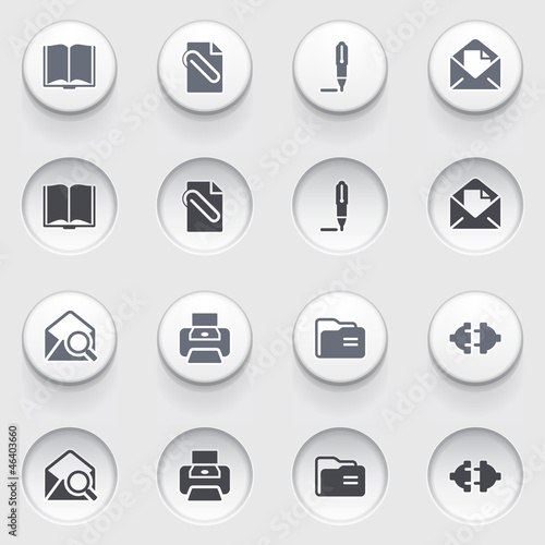 E-mail web icons on white buttons. Set 1. © Iurii Timashov
