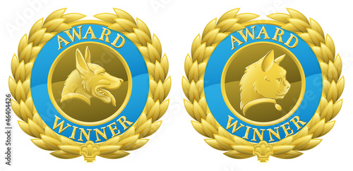 Gold cat and dog pet medals