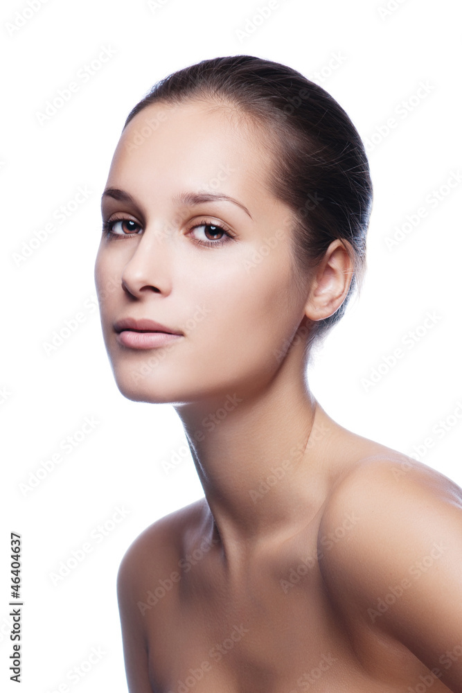 Beautiful young female face with a wellness complexion Beautiful young female face with a wellness complexion