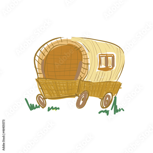 Illustration of gypsy wagon sketch
