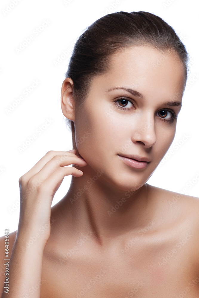 Beautiful young female face with a wellness complexion Beautiful young female face with a wellness complexion