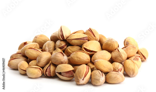 tasty pistachio nuts, isolated on white