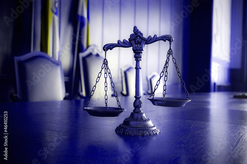 Decorative Scales of Justice in the Courtroom