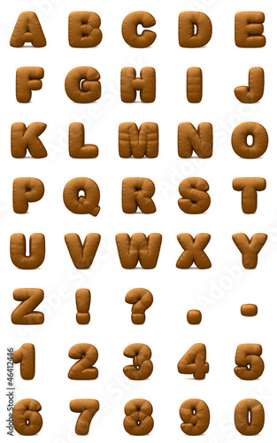 alphabet set of brown leather