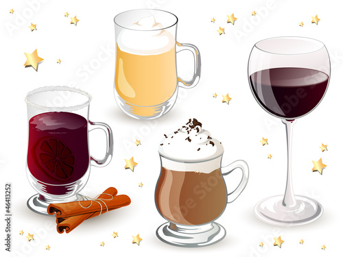 Vector Illustration of Christmas Drinks