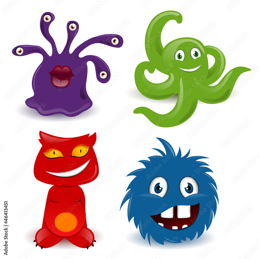Vector Illustration of Cute Monsters Vector Illustration of Cute Monsters