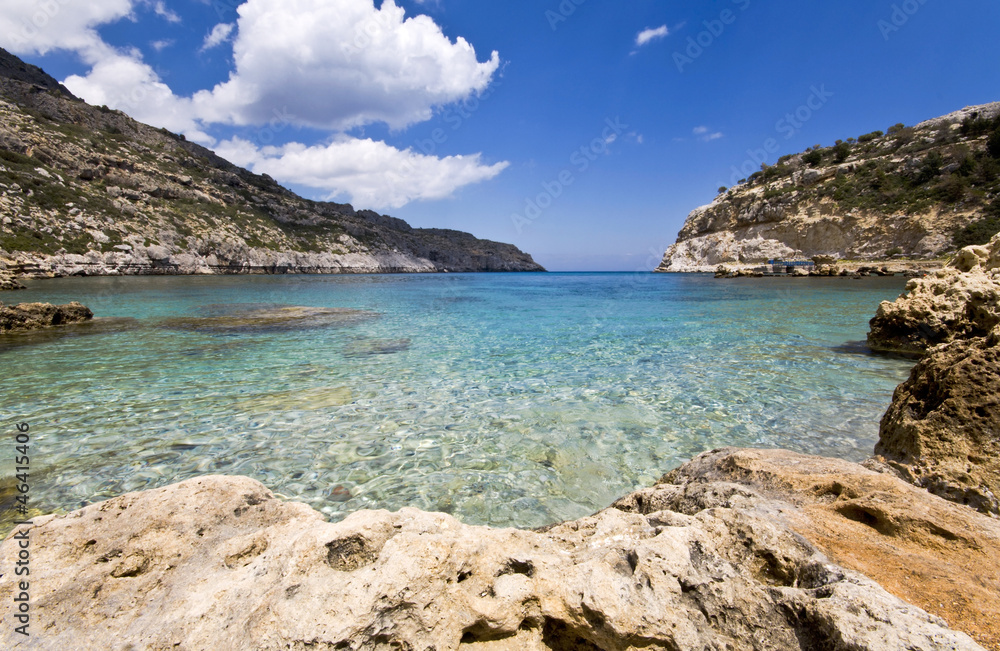 Scenic beach at Rodos island, Greece
