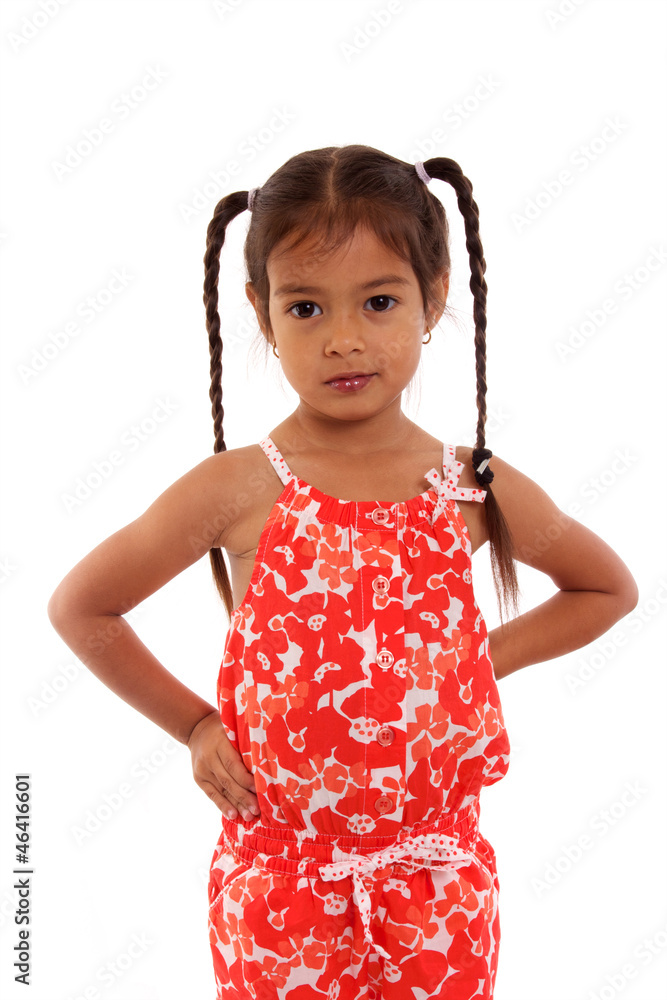 petite fille avec couettes et maquillage indien Stock Photo