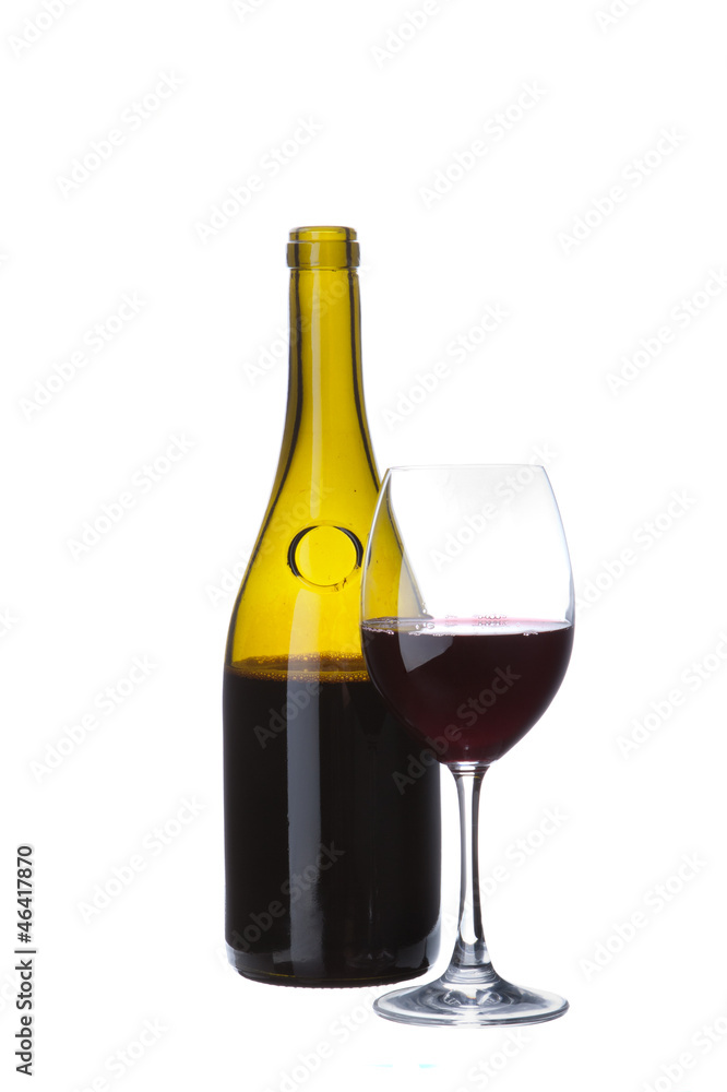 Elegant brown transparent wine bottle without label with elegan Elegant brown transparent wine bottle without label with elegan