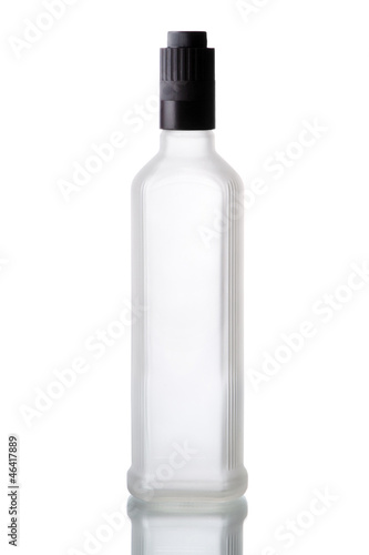 bottle iced of vodka with shadow isolated on white background