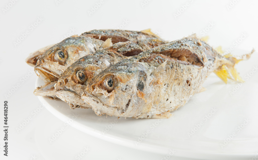 fried fish on white background fried fish on white background