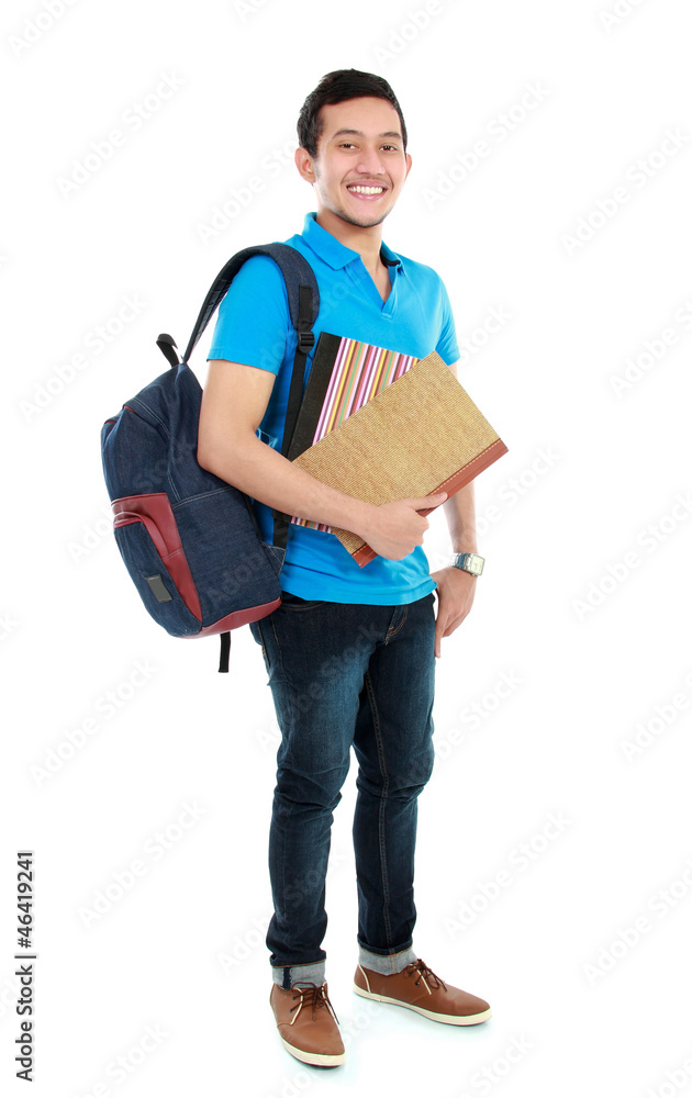 college student with book and bag college student with book and bag
