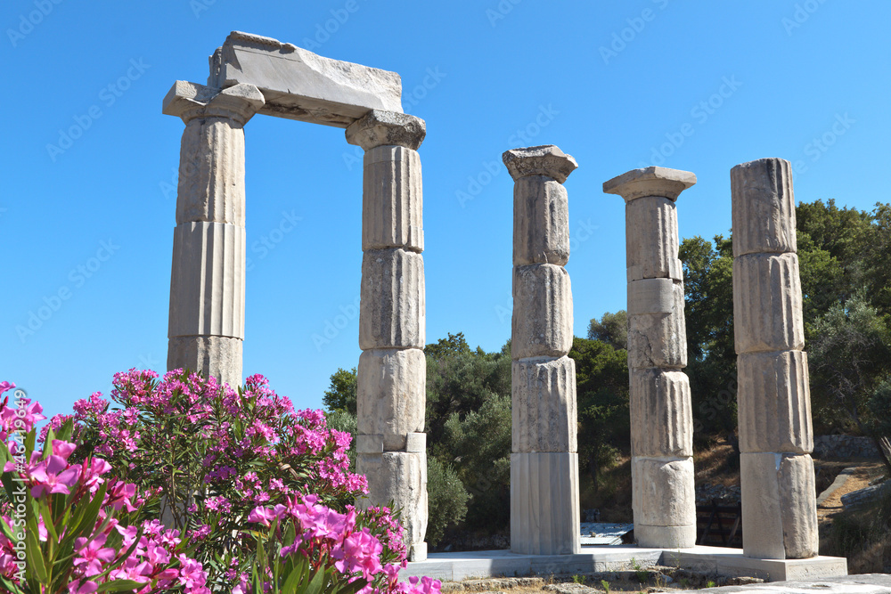 Ancient temple at Samothraki island in Greece