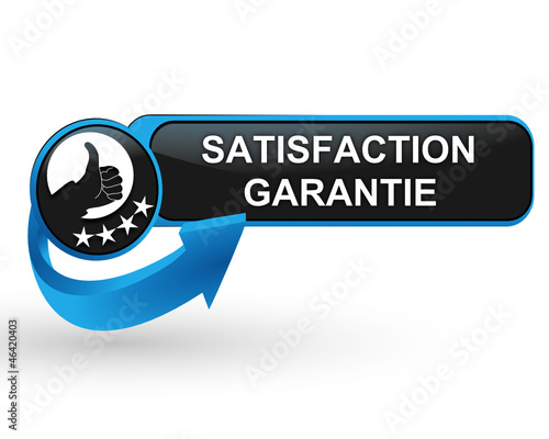 satisfaction garantie sur bouton web design bleu