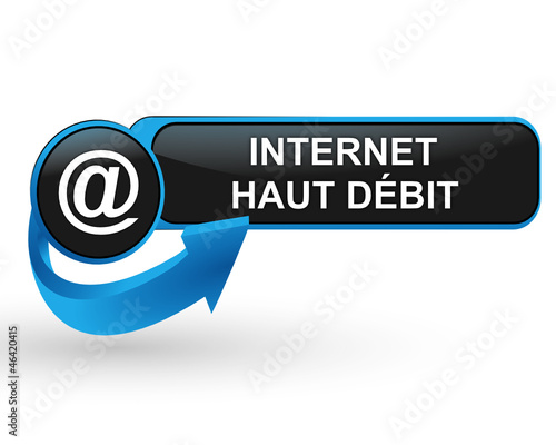 internet haut débit sur bouton web design bleu