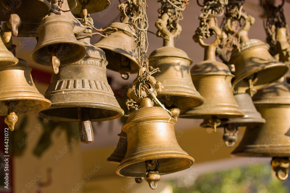 Bells of the old temple in Rudraprayag, India.