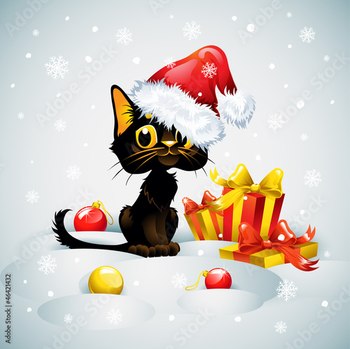 Christmas card with funny cat