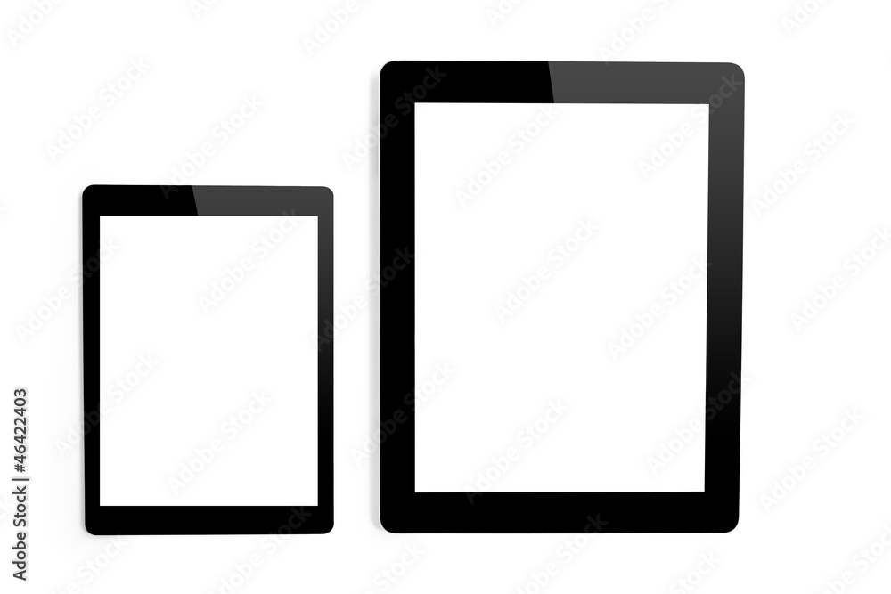 big computer and mini tablet on isolated background big computer and mini tablet on isolated background