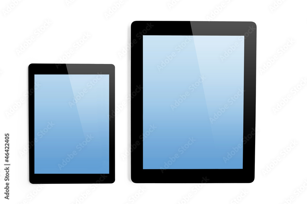 big computer and mini tablet on isolated background big computer and mini tablet on isolated background