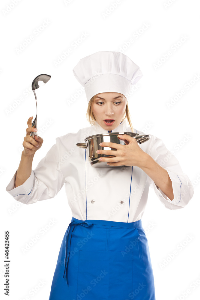 Portrait of chef isolated over white background