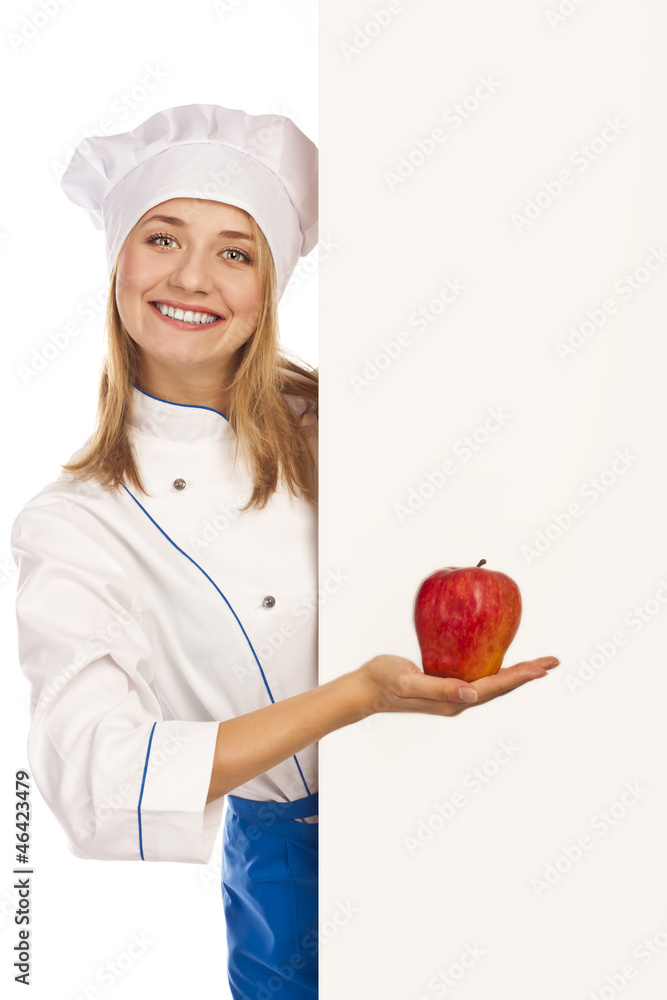 Useful vegetarian food. Young cook in the studio Useful vegetarian food. Young cook in the studio