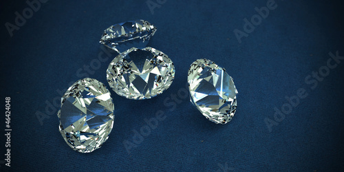 Photos diamonds on blue fabric