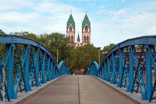 Freiburg ,Blaue Brücke, Herz-Jesu Kirche, Schwarzwald