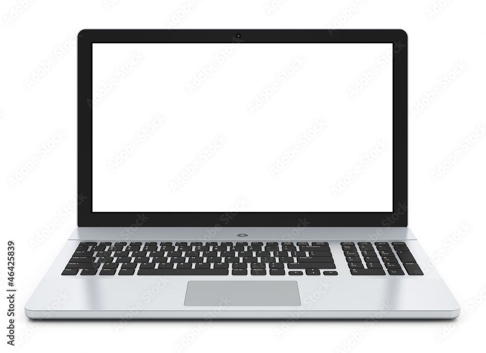 Metal laptop with blank screen Metal laptop with blank screen