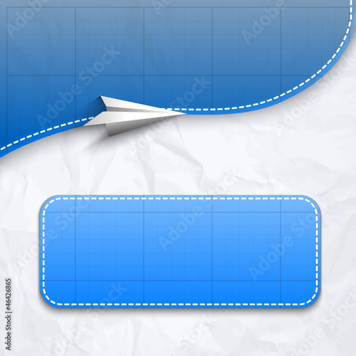 Paper airplane on blue background