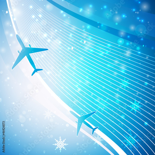 Airplane on blue background