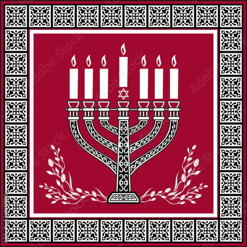 Holiday jewish background with menorah - vector background