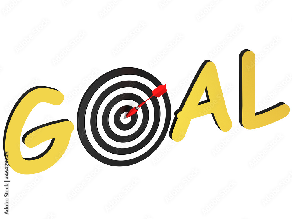Word goal as a target with the arrow at the center Word goal as a target with the arrow at the center