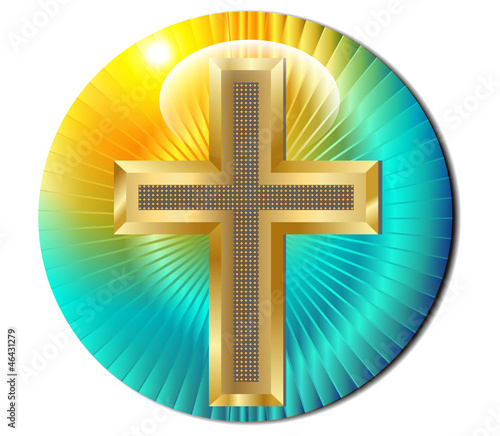 Golden cross background of the sun.Vector