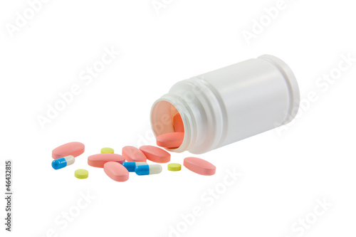 Tablets and pills isolated on white
