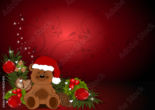 Weihnachten, Christmas Karte mit Bär