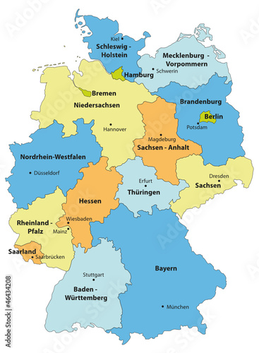 Deutschlandkarte cmyk farbig