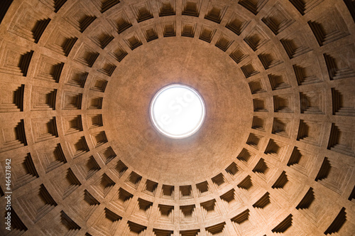Pantheon dome inside view at Roma - Italy