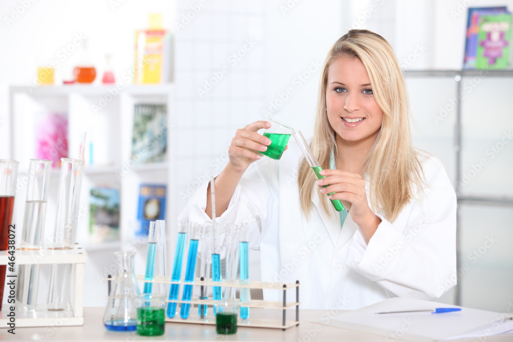 blond scientist in lab blond scientist in lab