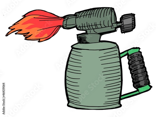 Illustration of the blowlamp with opened flame