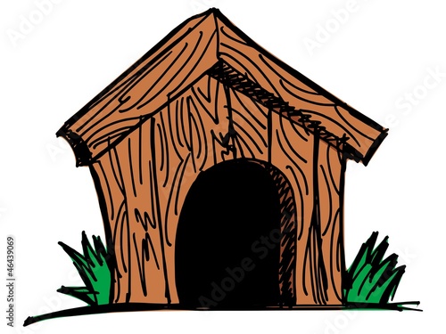 Wooden dog house on the white background