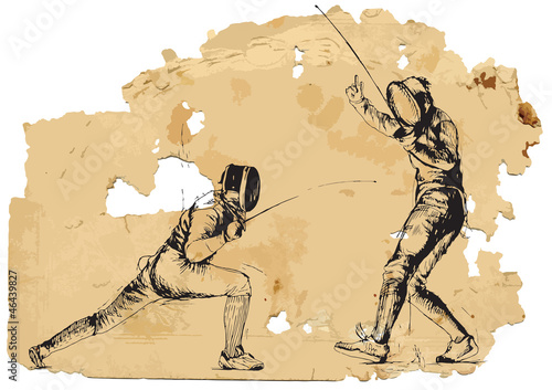 Fencing. Hand drawing into vector