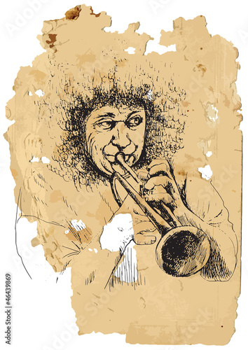 Musician, trumpeter. Hand drawing into vector