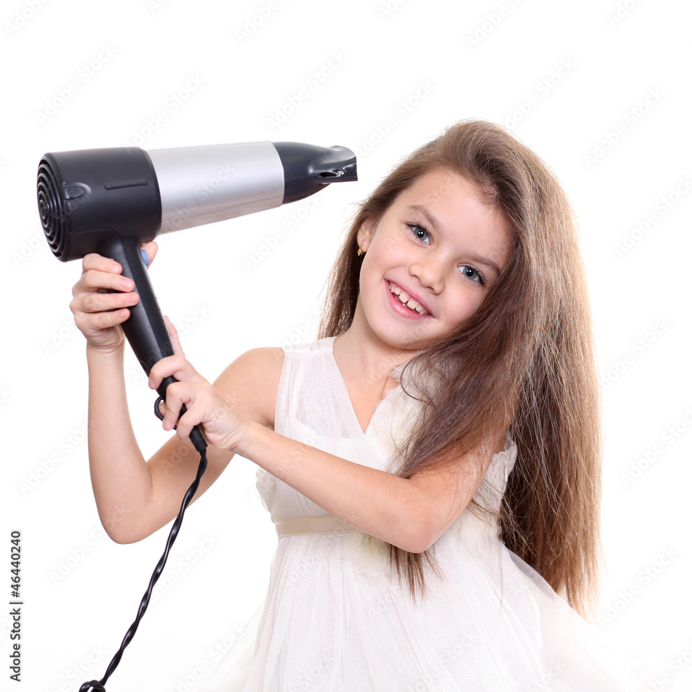 little girl posing with hair dryer little girl posing with hair dryer