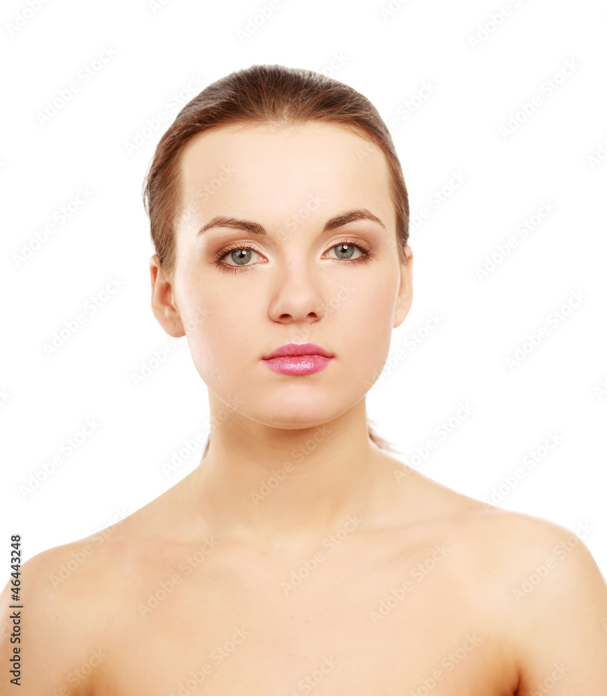 A beautiful woman, portrait isolated on white background A beautiful woman, portrait isolated on white background