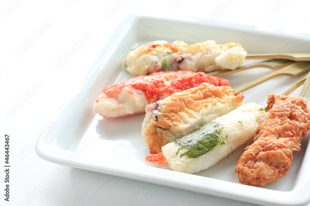 Japanese winter cuisine, Oden on white dish Japanese winter cuisine, Oden on white dish