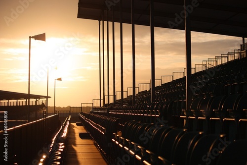 Tableau sur toile Symmetrical grandstand seating at dusk