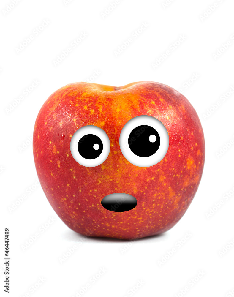 Obraz premium Funny fruit character Red Apple on white background