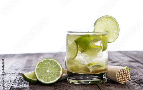 Table with Caipirinha on white photo